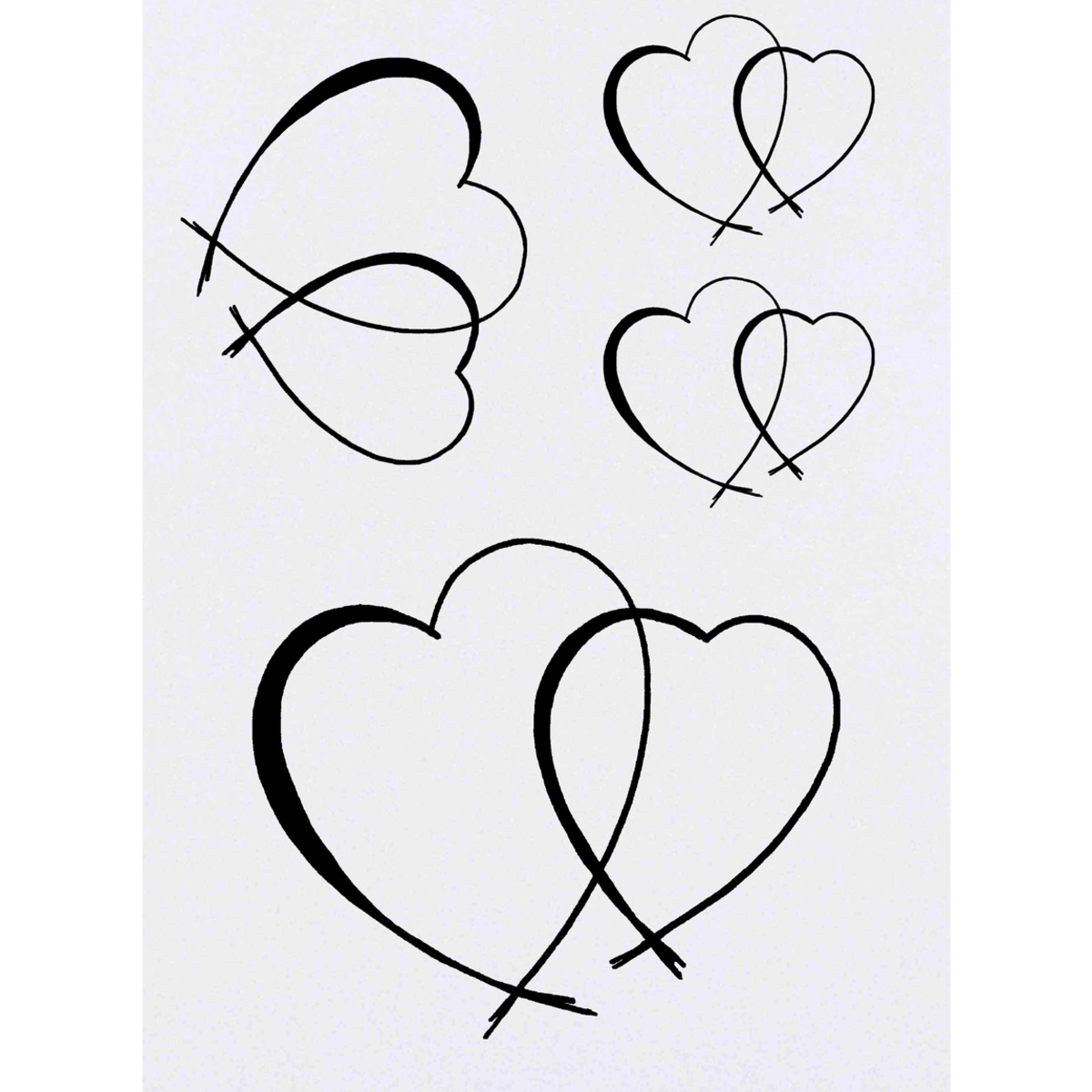 'Two Love Hearts' Temporary Tattoos -  Water Resistant, Skin-Safe, Non-Toxic Transfers (TO000134)