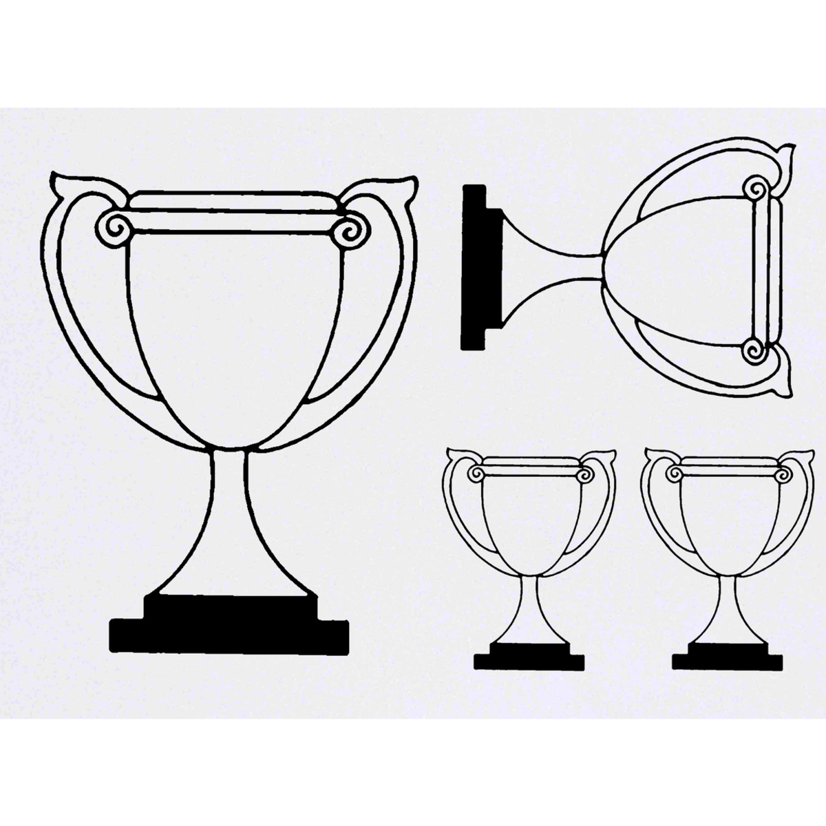 4 x 'Winning Trophy' Temporary Tattoos -  Water Resistant, Skin-Safe, Non-Toxic Transfers, Mixed Sizes (TO00001080)