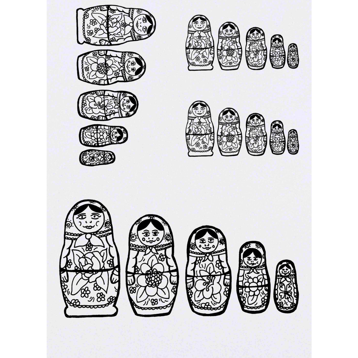 'Russian Matryoshka Dolls' Temporary Tattoos -  Water Resistant, Skin-Safe, Non-Toxic Transfers (TO002810)