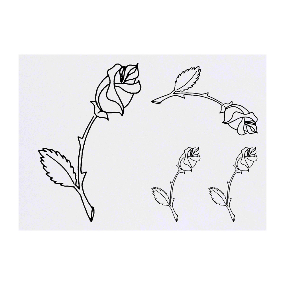 4 x 'Rose On A Stem' Temporary Tattoos - Water Resistant, Skin-Safe, Non-Toxic Transfers, Mixed Sizes (TO00002409)