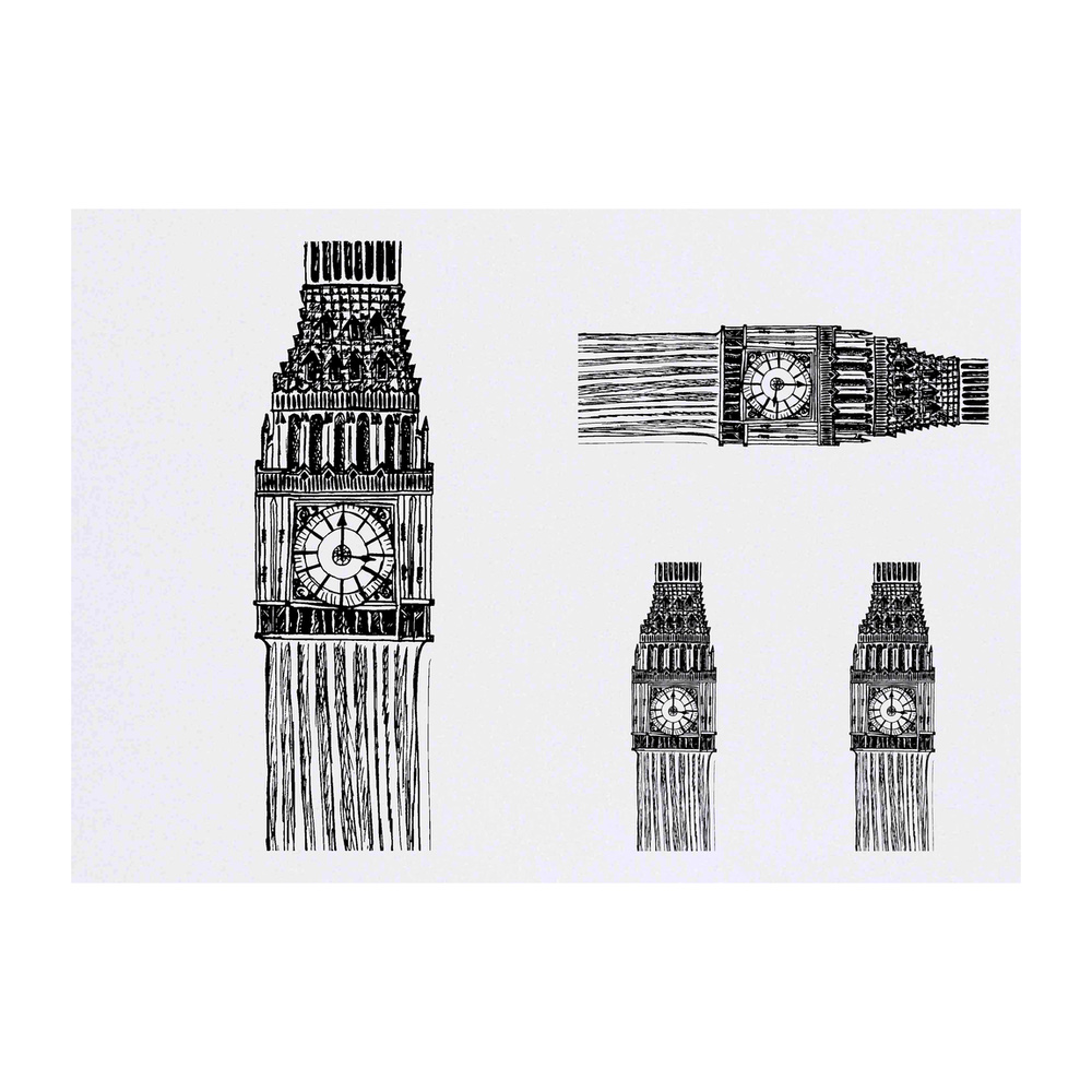 4 x 'Big Ben' Temporary Tattoos - Water Resistant, Skin-Safe, Non-Toxic Transfers, Mixed Sizes (TO00002791)
