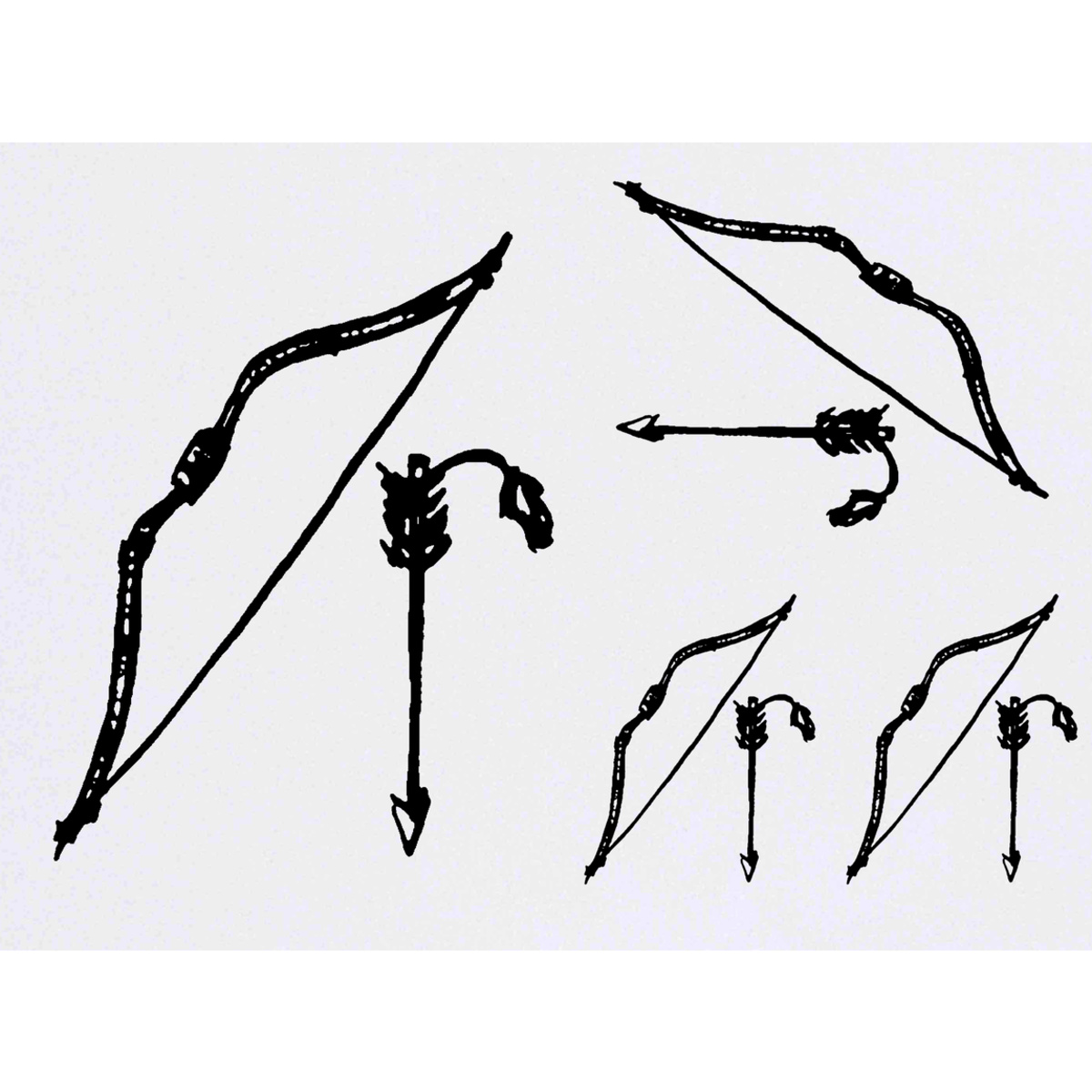 4 x 'Bow & Arrow' Temporary Tattoos - Mixed-Size - Water Resistant Skin Safe Transfers for Parties, Costumes and Gifts (TO00003149)