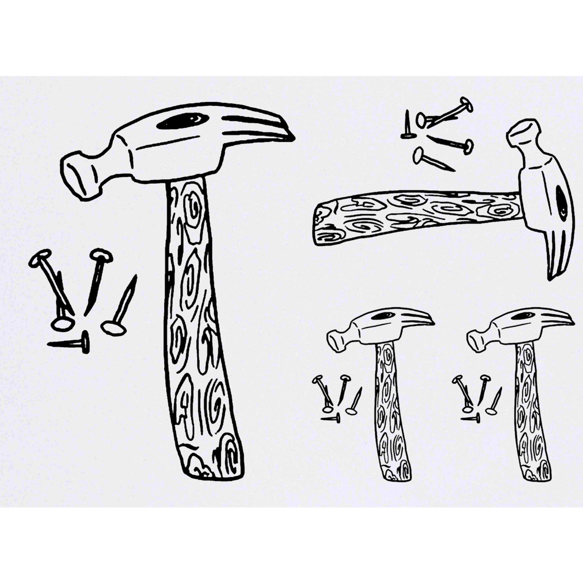 'Hammer & Nails' Temporary Tattoos -  Water Resistant, Skin-Safe, Non-Toxic Transfers (TO021693)