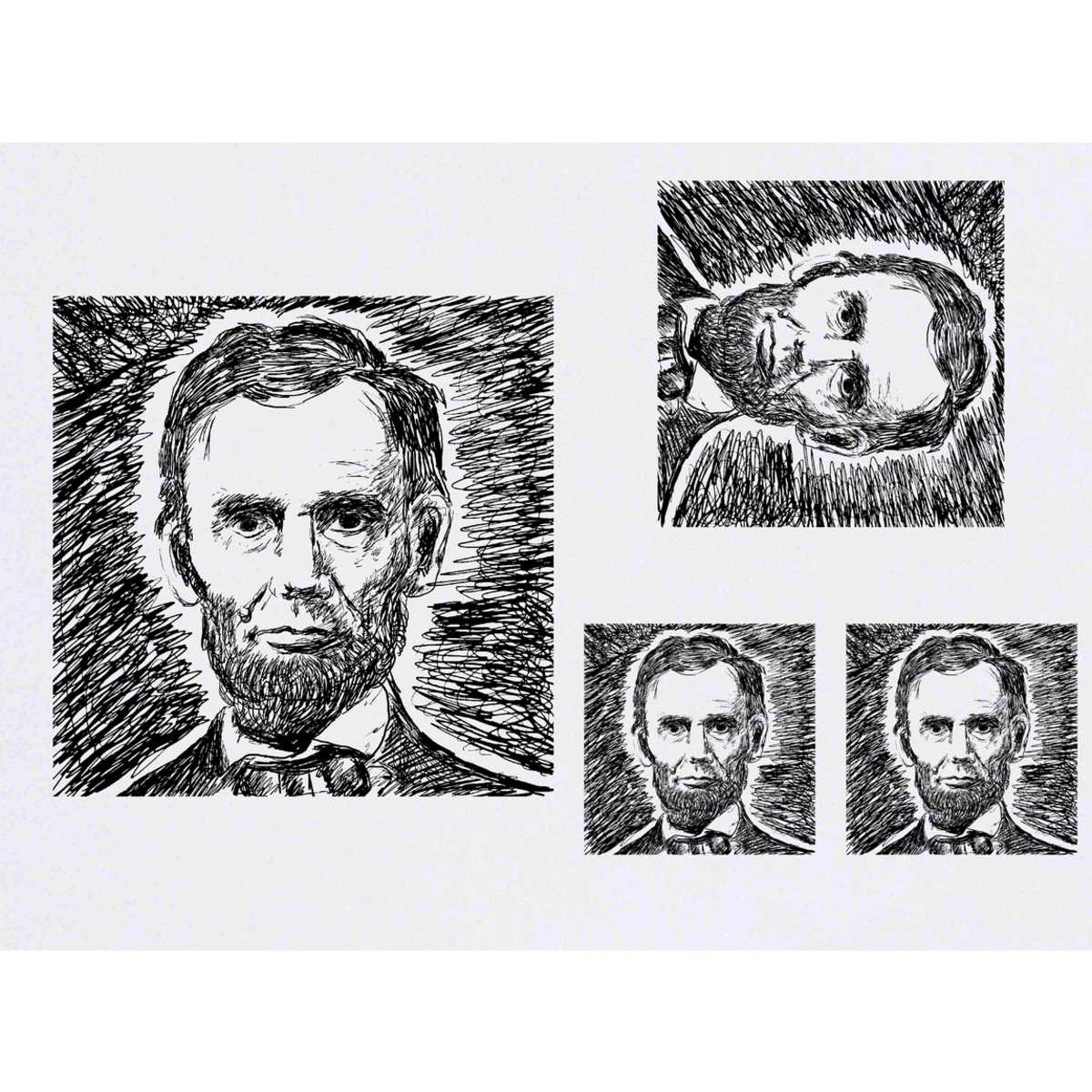 4 x 'Abraham Lincoln' Temporary Tattoos - Mixed-Size - Water Resistant Skin Safe Transfers for Parties, Costumes and Gifts (TO00004661)