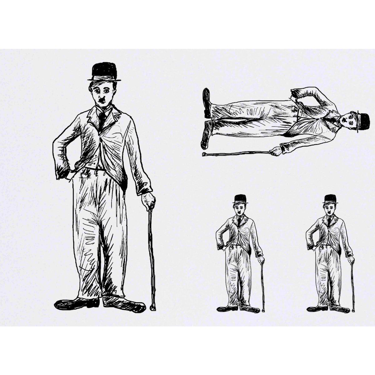 'Charlie Chaplin' Temporary Tattoos -  Water Resistant, Skin-Safe, Non-Toxic Transfers (TO009370)
