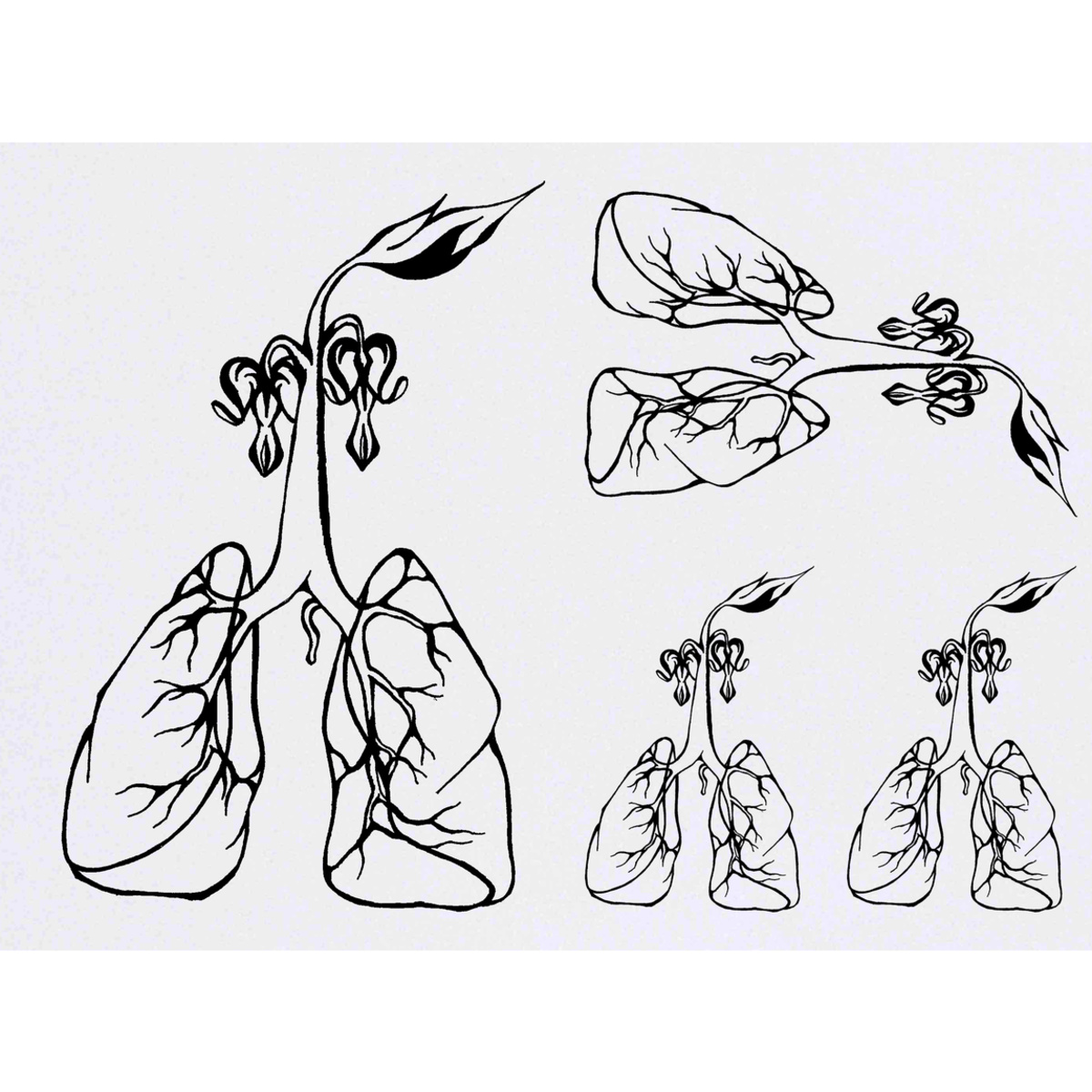 'Lung & Roots' Temporary Tattoos -  Water Resistant, Skin-Safe, Non-Toxic Transfers (TO009405)