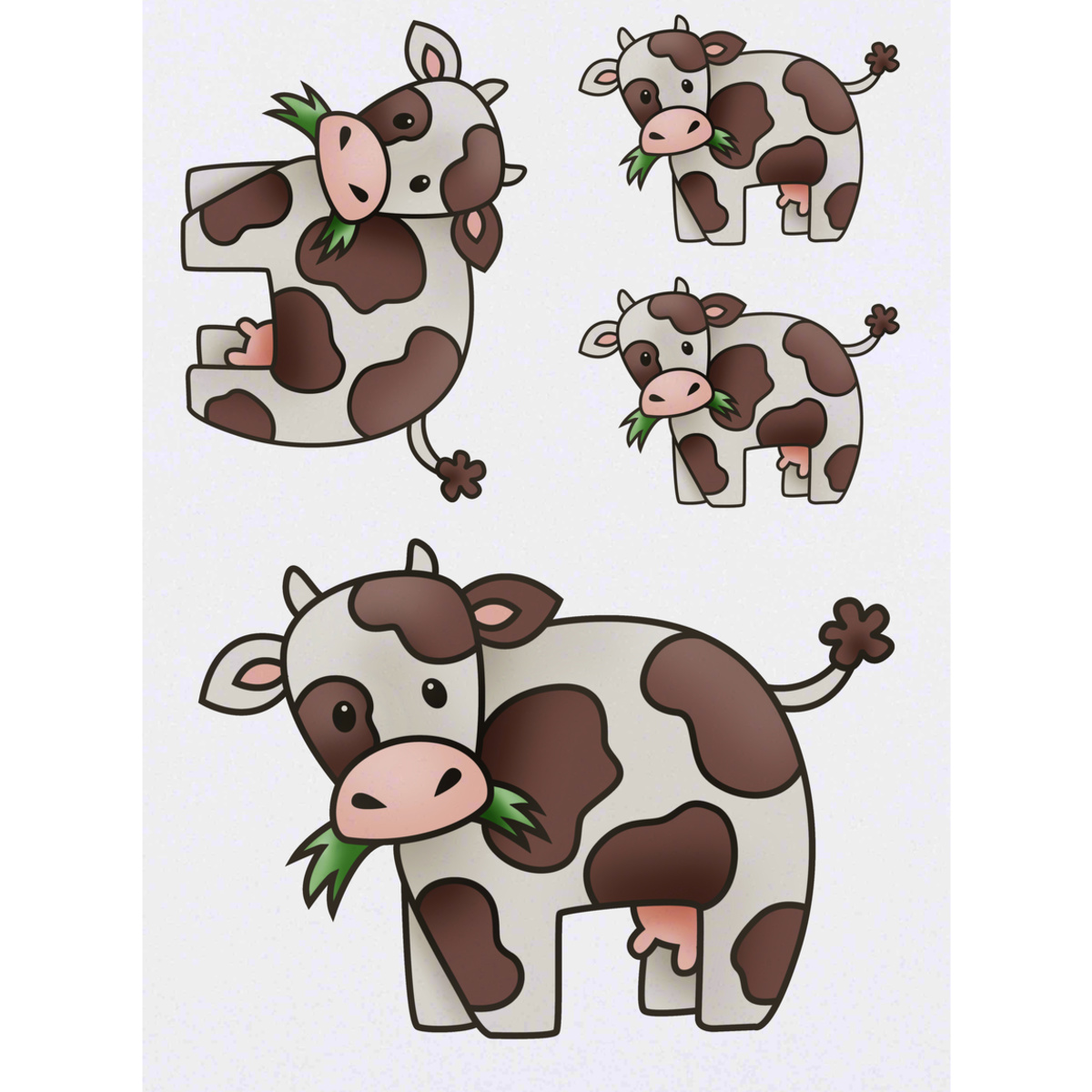 'Brown Cow Eating Grass' Temporary Tattoos -  Water Resistant, Skin-Safe, Non-Toxic Transfers (TO022746)