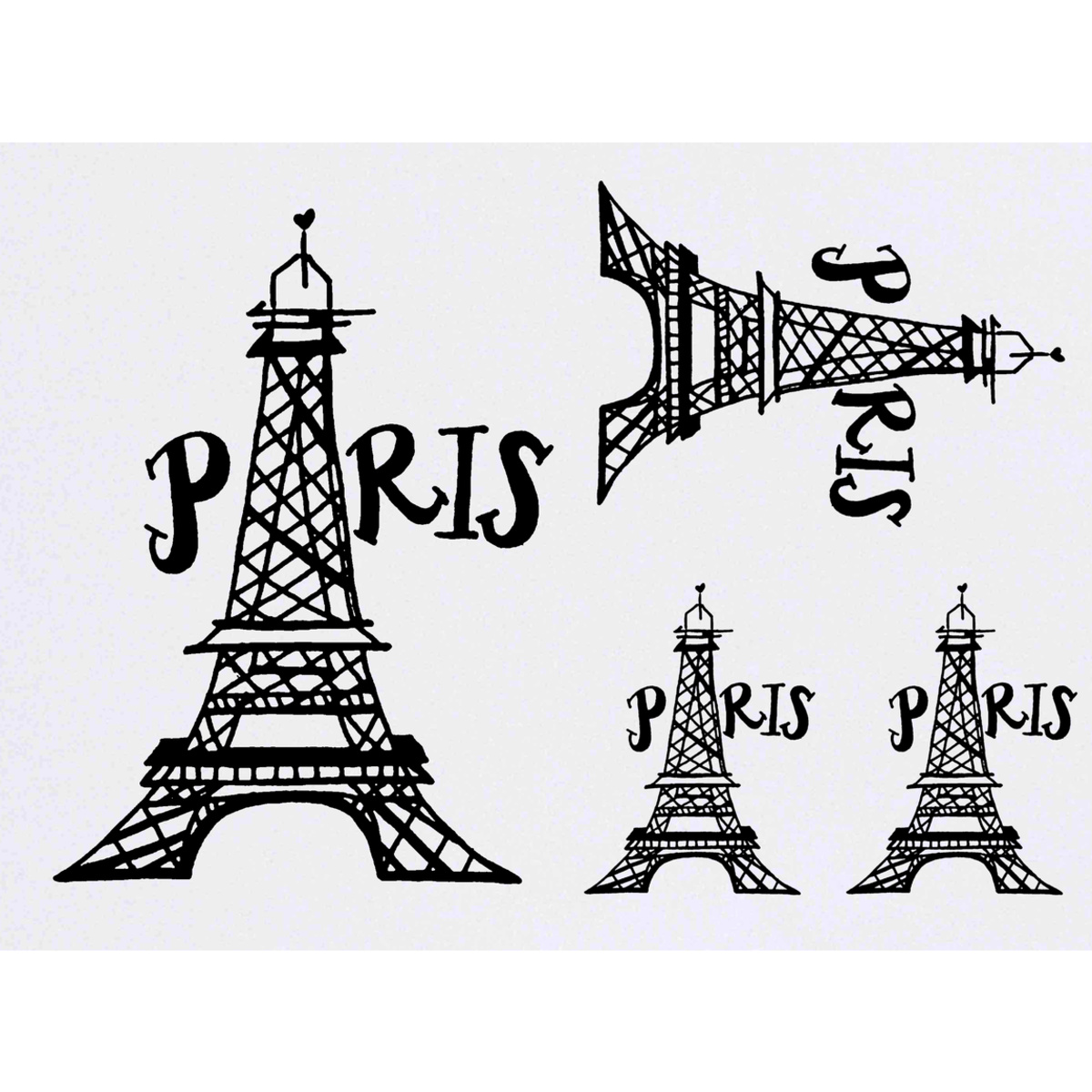 'Paris Eiffel Tower' Temporary Tattoos - Handdrawn Eiffel Landmark Typography - Water Resistant, Skin-Safe, Non-Toxic Transfers (TO014403)