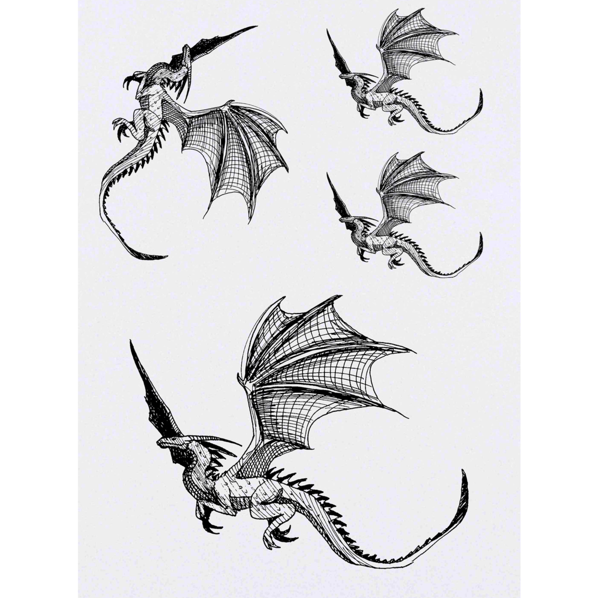 'Flying Dragon' Temporary Tattoo Transfers - Water Resistant Skin Safe Designs for Parties, Costumes and Gifts (TO015567)