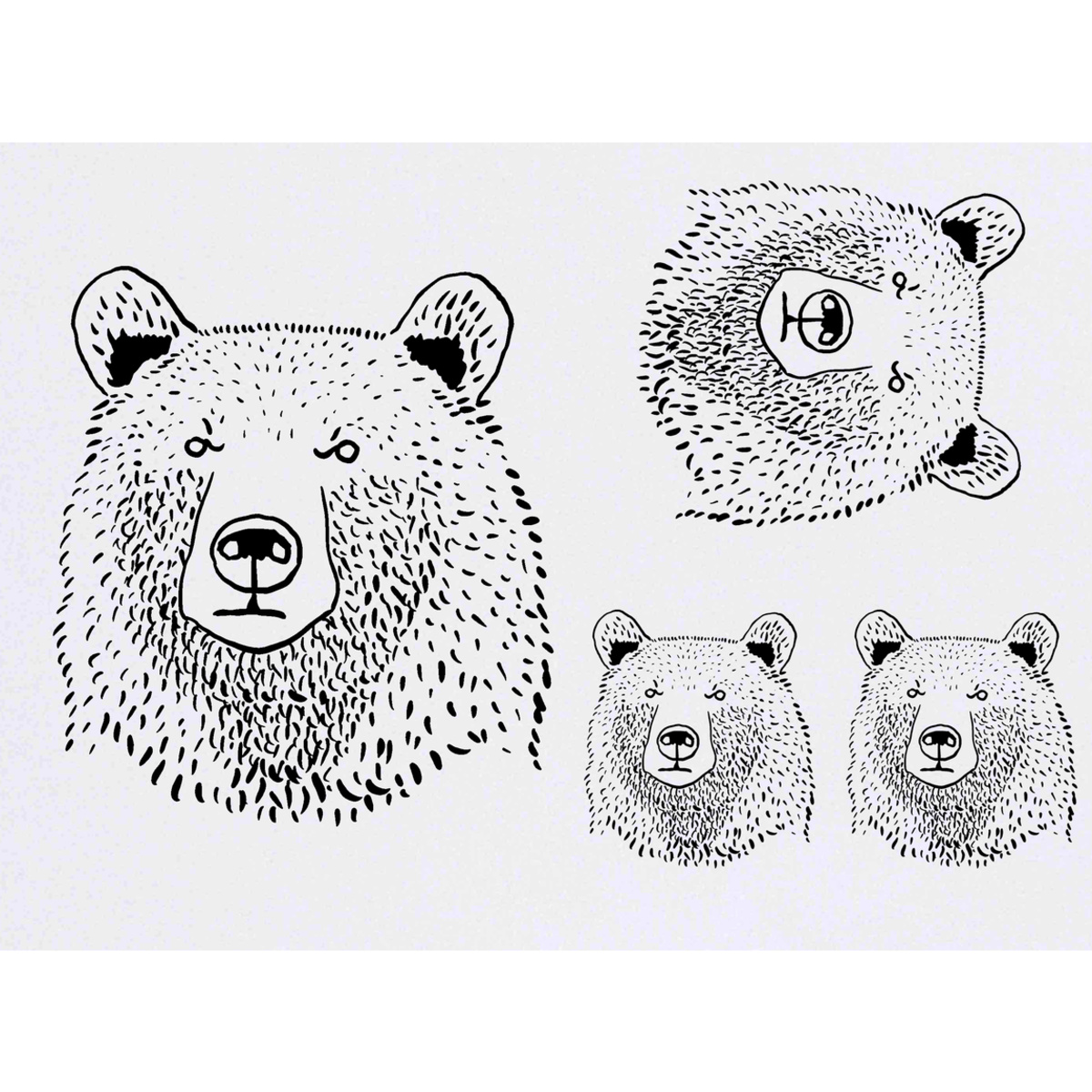 'Grizzly Bear Head' Temporary Tattoos -  Water Resistant, Skin-Safe, Non-Toxic Transfers (TO023402)