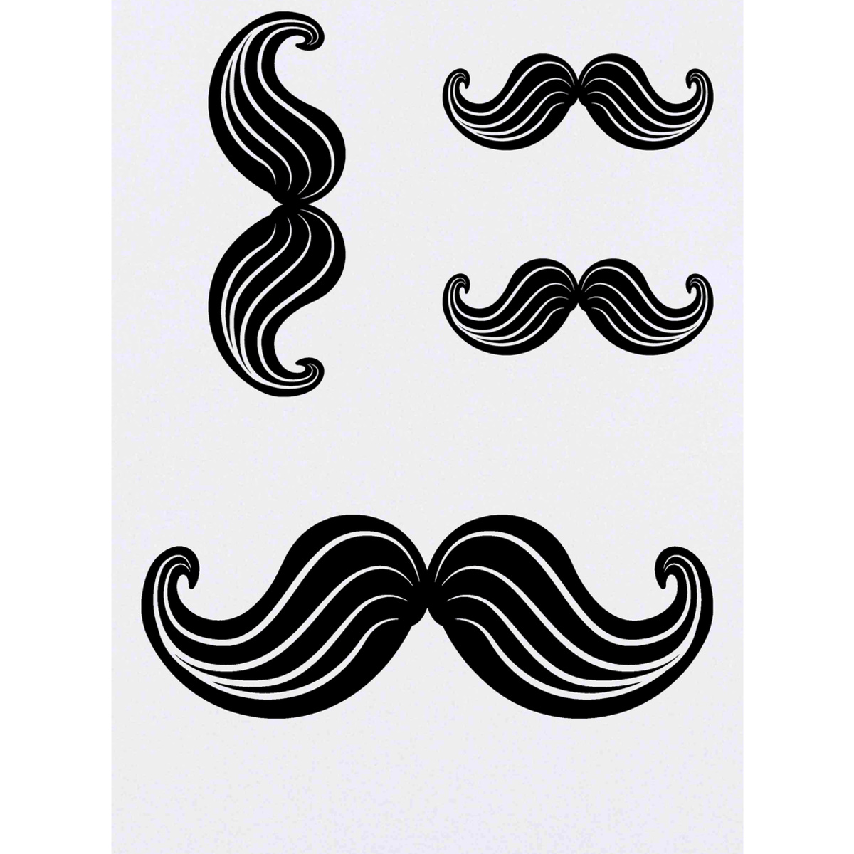 4 x 'Fancy Mustache' Temporary Tattoos -  Water Resistant, Skin-Safe, Non-Toxic Transfers, Mixed Sizes (TO00009466)
