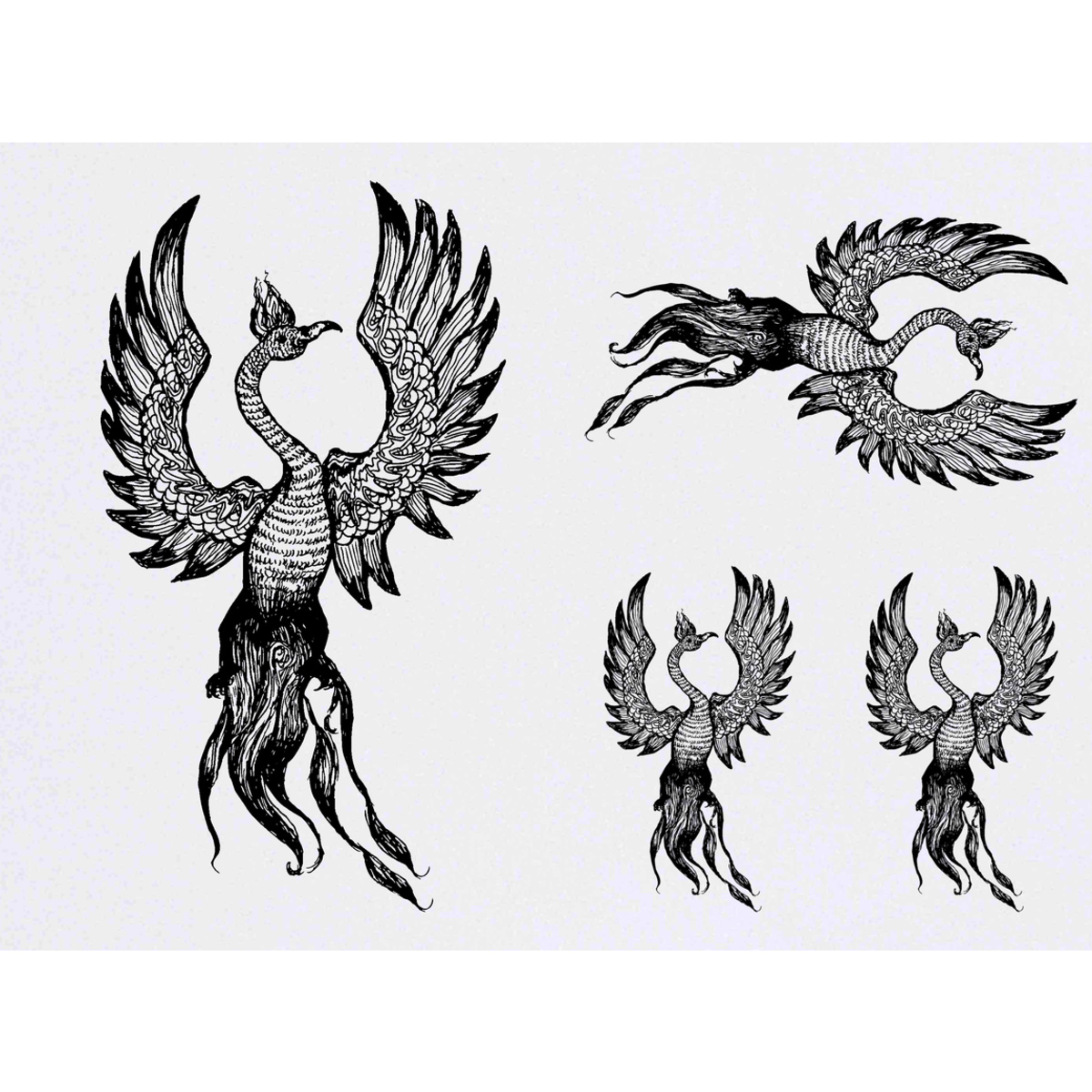 'Phoenix In Flight' Temporary Tattoos -  Water Resistant, Skin-Safe, Non-Toxic Transfers (TO016458)