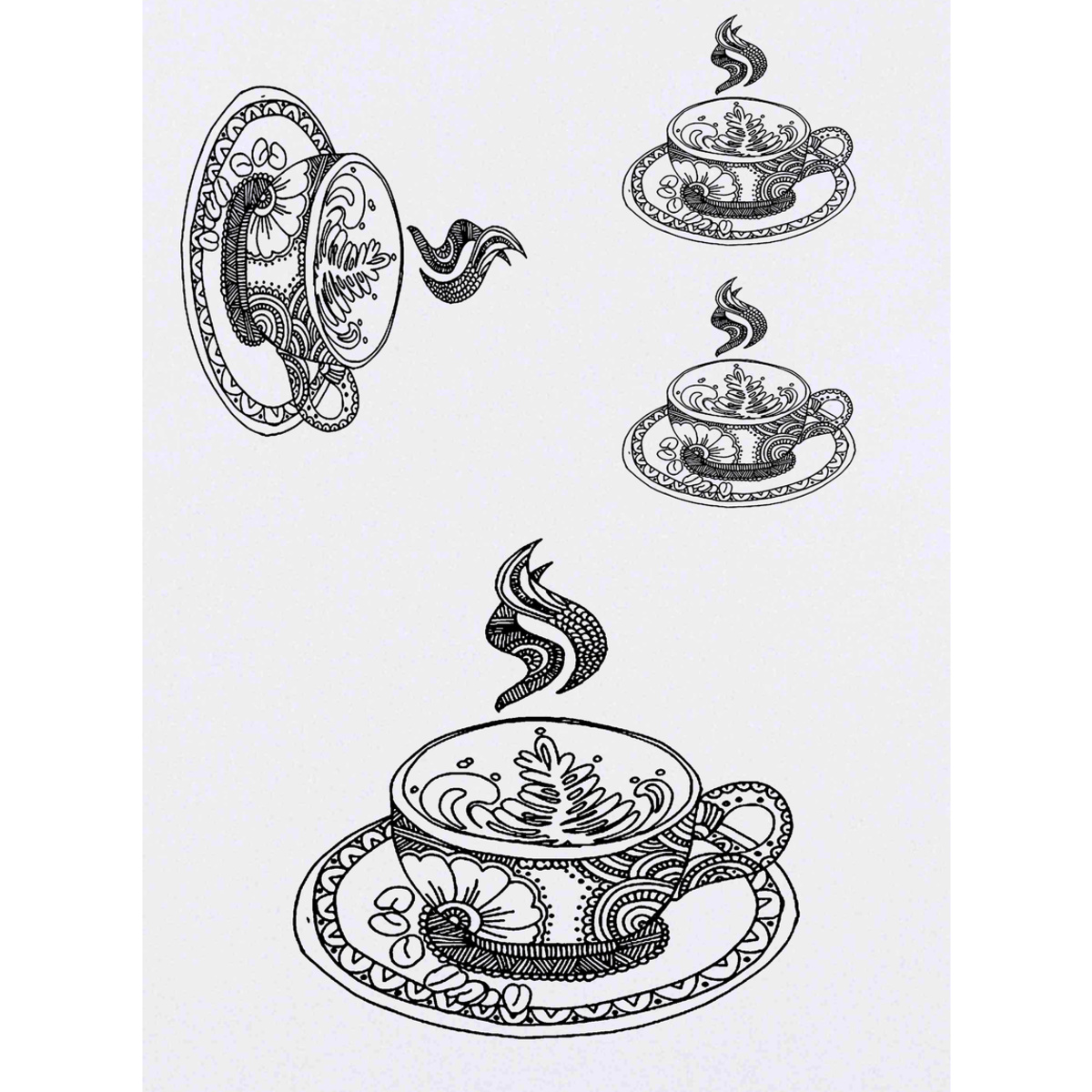 'Fancy Teacup' Temporary Tattoo Transfers - Water Resistant Skin Safe Designs for Parties, Costumes and Gifts (TO018275)