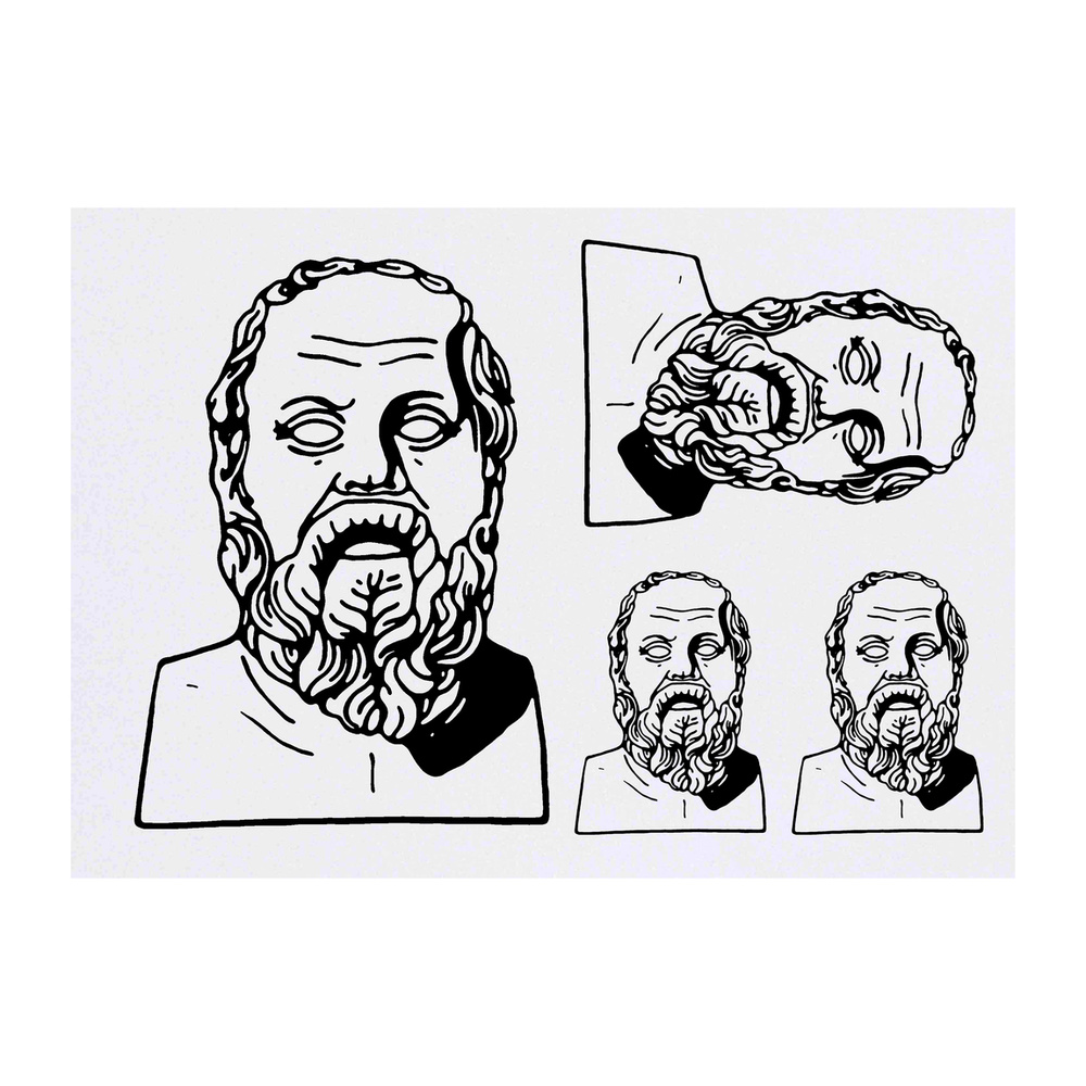 'Socrates Portrait' Temporary Tattoos - Water Resistant, Skin-Safe, Non-Toxic Transfers (TO019257)