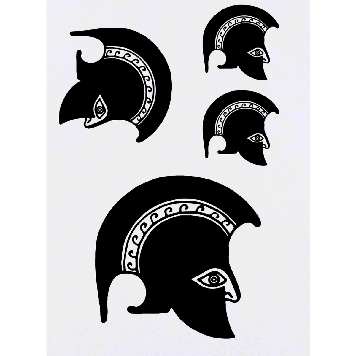 'Greek Helmet' Temporary Tattoos -  Water Resistant, Skin-Safe, Non-Toxic Transfers (TO019585)