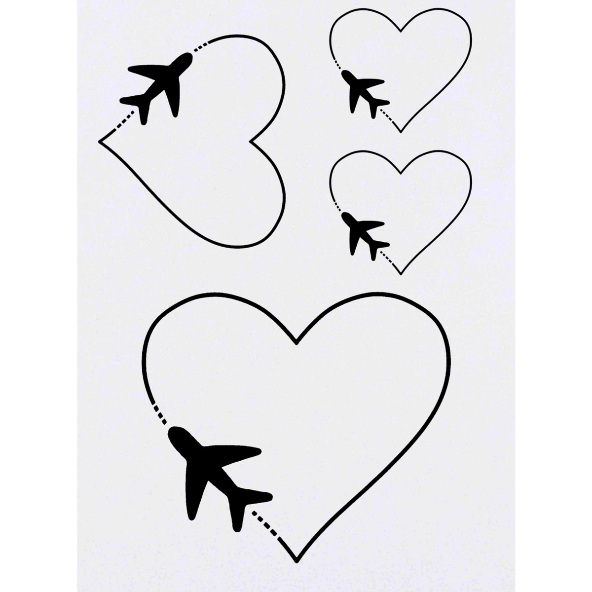 4 x 'Love Travel' Temporary Tattoos -  Water Resistant, Skin-Safe, Non-Toxic Transfers, Mixed Sizes (TO00012744)