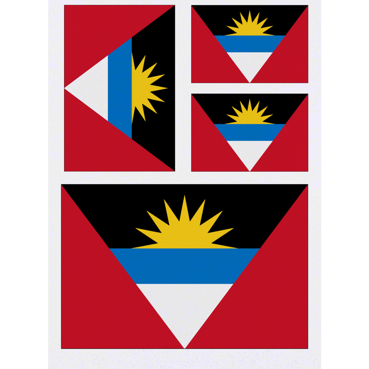 'Antigua & Barbuda Flag' Temporary Tattoos -  Water Resistant, Skin-Safe, Non-Toxic Transfers (TO023018)