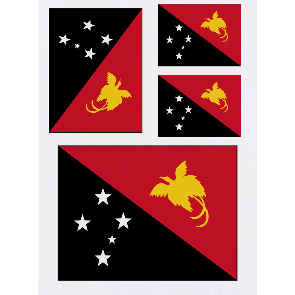 'Papua New Guinea Flag' Temporary Tattoos -  Water Resistant, Skin-Safe, Non-Toxic Transfers (TO023031)