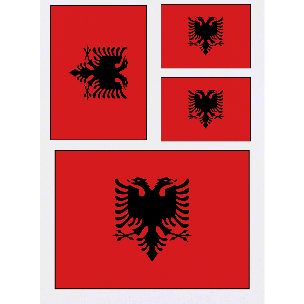 4 x 'Albania Flag' Temporary Tattoos -  Water Resistant, Skin-Safe, Non-Toxic Transfers, Mixed Sizes (TO00014510)
