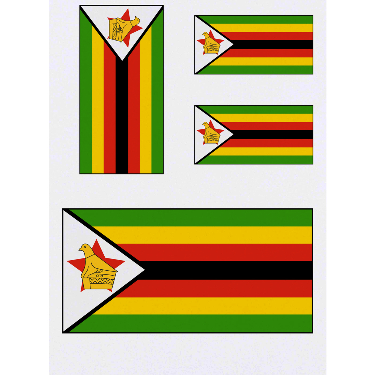 'Zimbabwe Flag' Temporary Tattoos -  Water Resistant, Skin-Safe, Non-Toxic Transfers (TO023113)