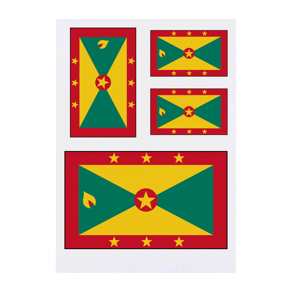 'Grenada Flag' Temporary Tattoos - Water Resistant, Skin-Safe, Non-Toxic Transfers (TO023139)