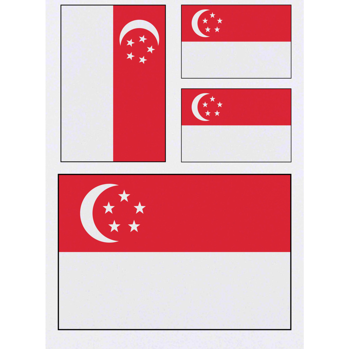 4 x 'Singapore Flag' Temporary Tattoos -  Water Resistant, Skin-Safe, Non-Toxic Transfers, Mixed Sizes (TO00014781)
