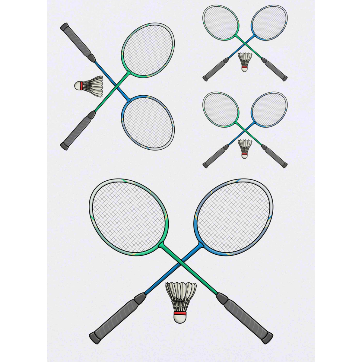 'Badminton' Temporary Tattoos -  Water Resistant, Skin-Safe, Non-Toxic Transfers (TO023880)