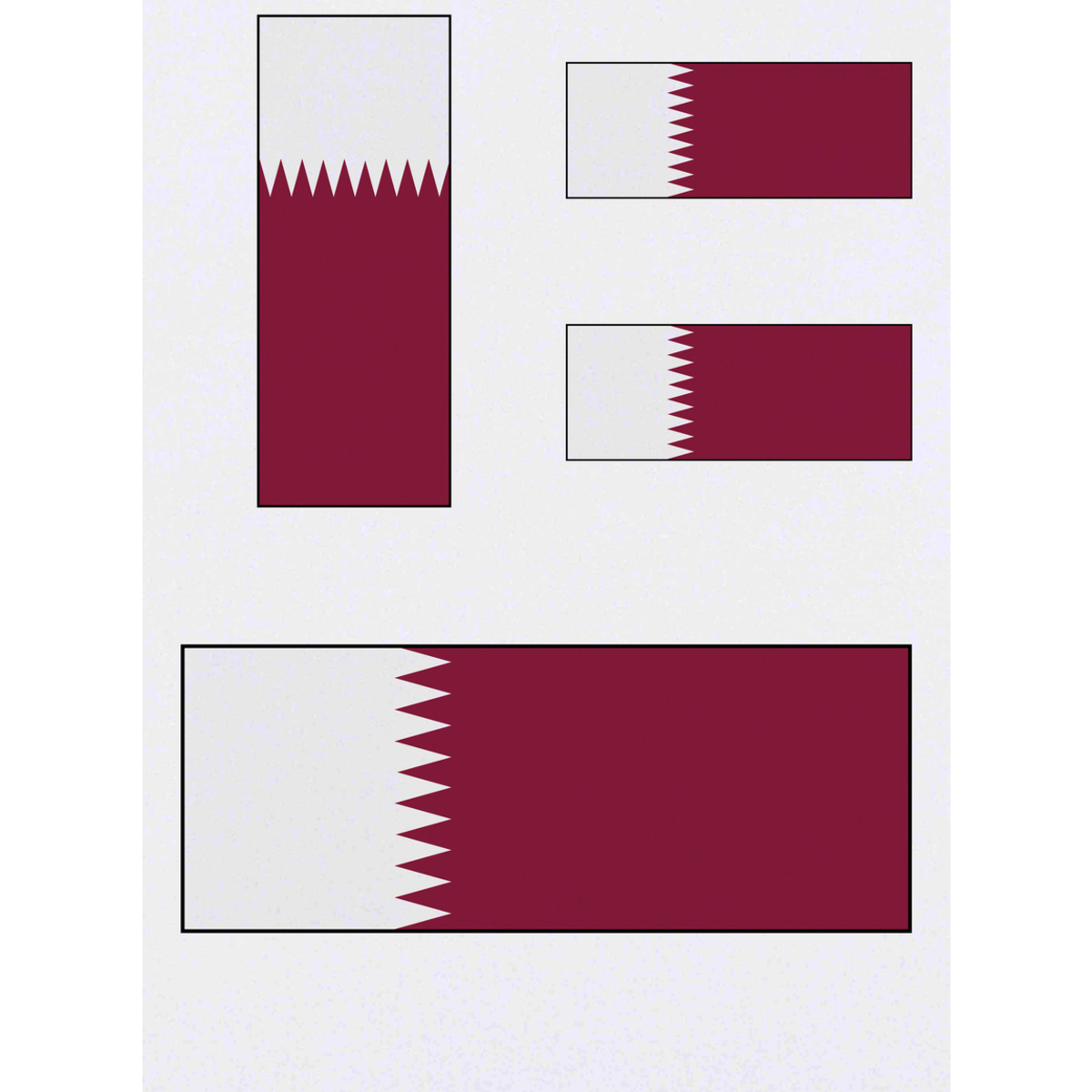 4 x 'Qatar Flag' Temporary Tattoos - Mixed-Size - Water Resistant Skin Safe Transfers for Parties, Costumes and Gifts (TO00015059)
