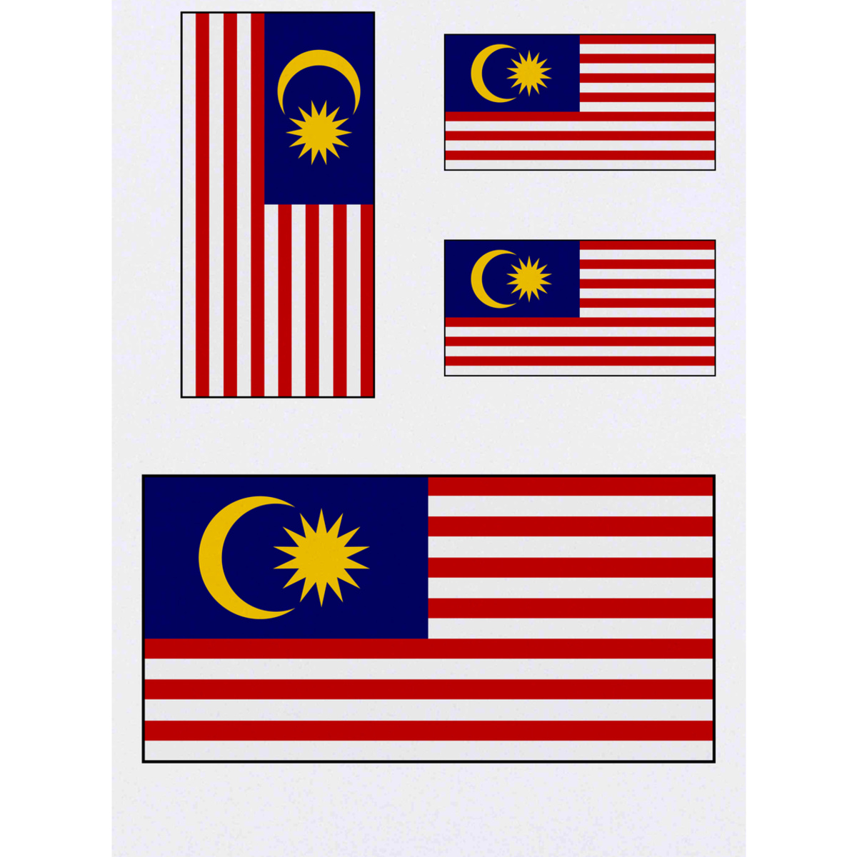 'Malaysia Flag' Temporary Tattoos -  Water Resistant, Skin-Safe, Non-Toxic Transfers (TO023912)
