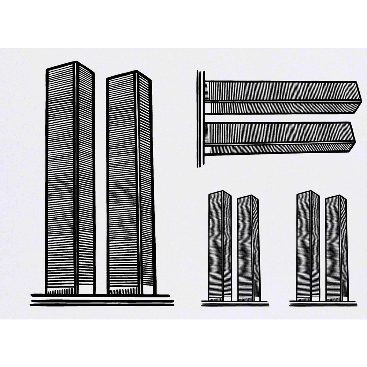 'Twin Towers' Temporary Tattoos -  Water Resistant, Skin-Safe, Non-Toxic Transfers (TO024052)