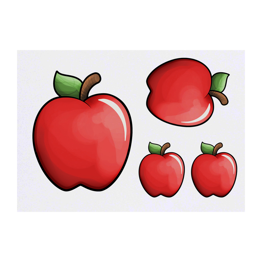 'Red Apple' Temporary Tattoos - Water Resistant, Skin-Safe, Non-Toxic Transfers (TO024715)