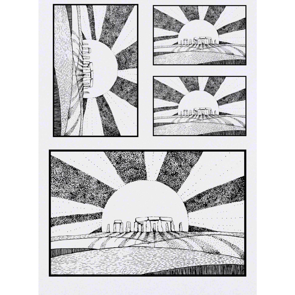 'Sunset Stonehenge' Temporary Tattoos -  Water Resistant, Skin-Safe, Non-Toxic Transfers (TO025192)