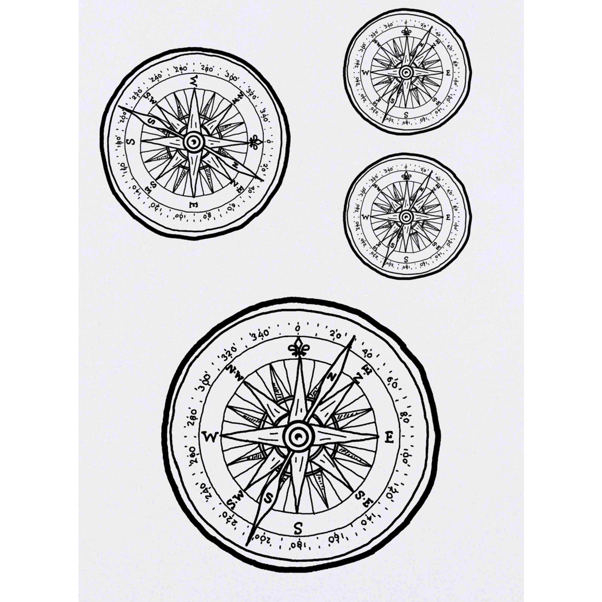 'Scout Compass' Temporary Tattoos -  Water Resistant, Skin-Safe, Non-Toxic Transfers (TO025392)