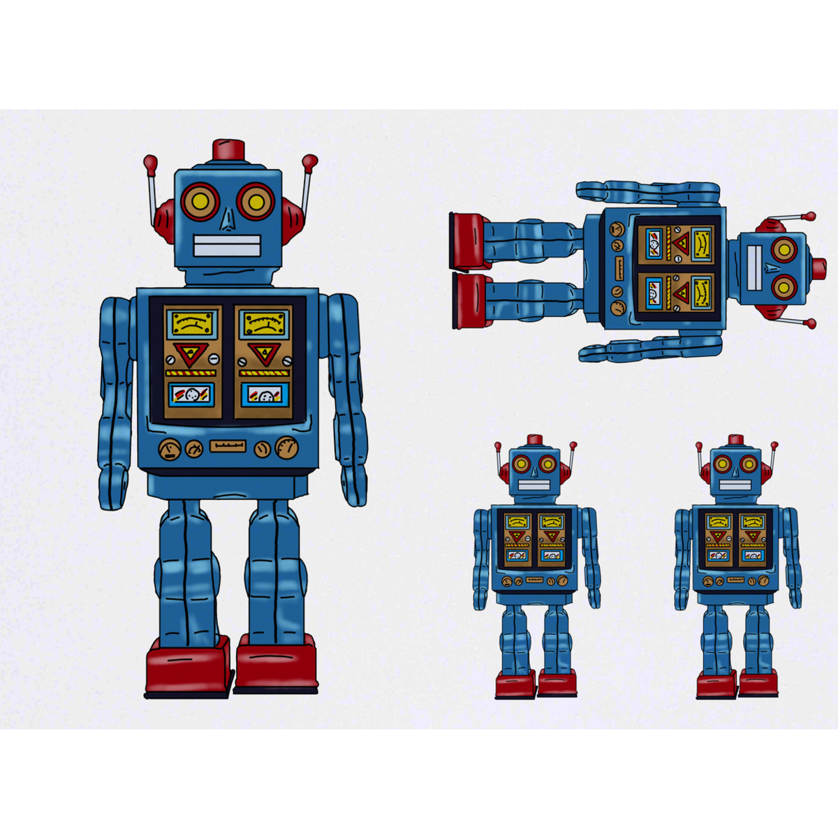 'Robot Toy' Temporary Tattoos -  Water Resistant, Skin-Safe, Non-Toxic Transfers (TO026763)
