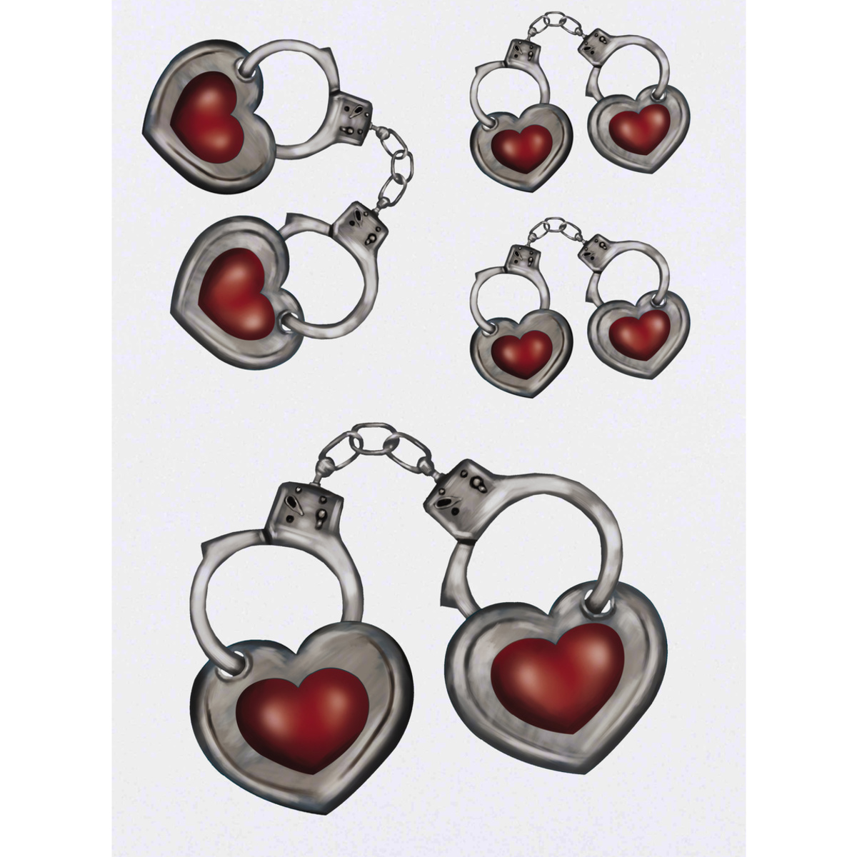'Heart Handcuffs' Temporary Tattoos -  Water Resistant, Skin-Safe, Non-Toxic Transfers (TO027044)