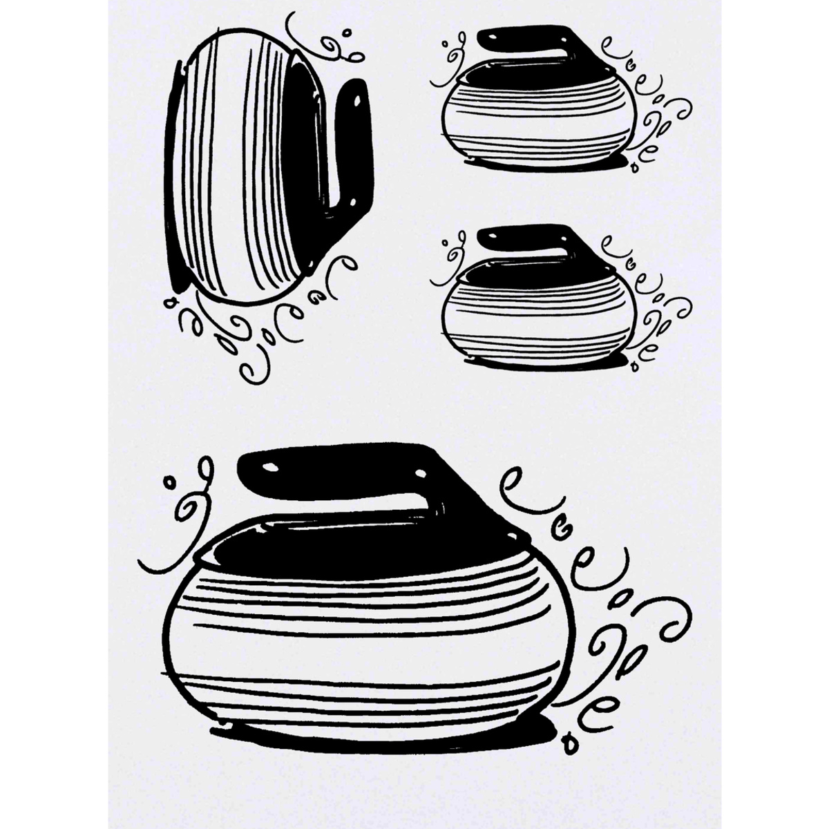 4 x 'Curling Stone' Temporary Tattoos -  Water Resistant, Skin-Safe, Non-Toxic Transfers, Mixed Sizes (TO00036733)
