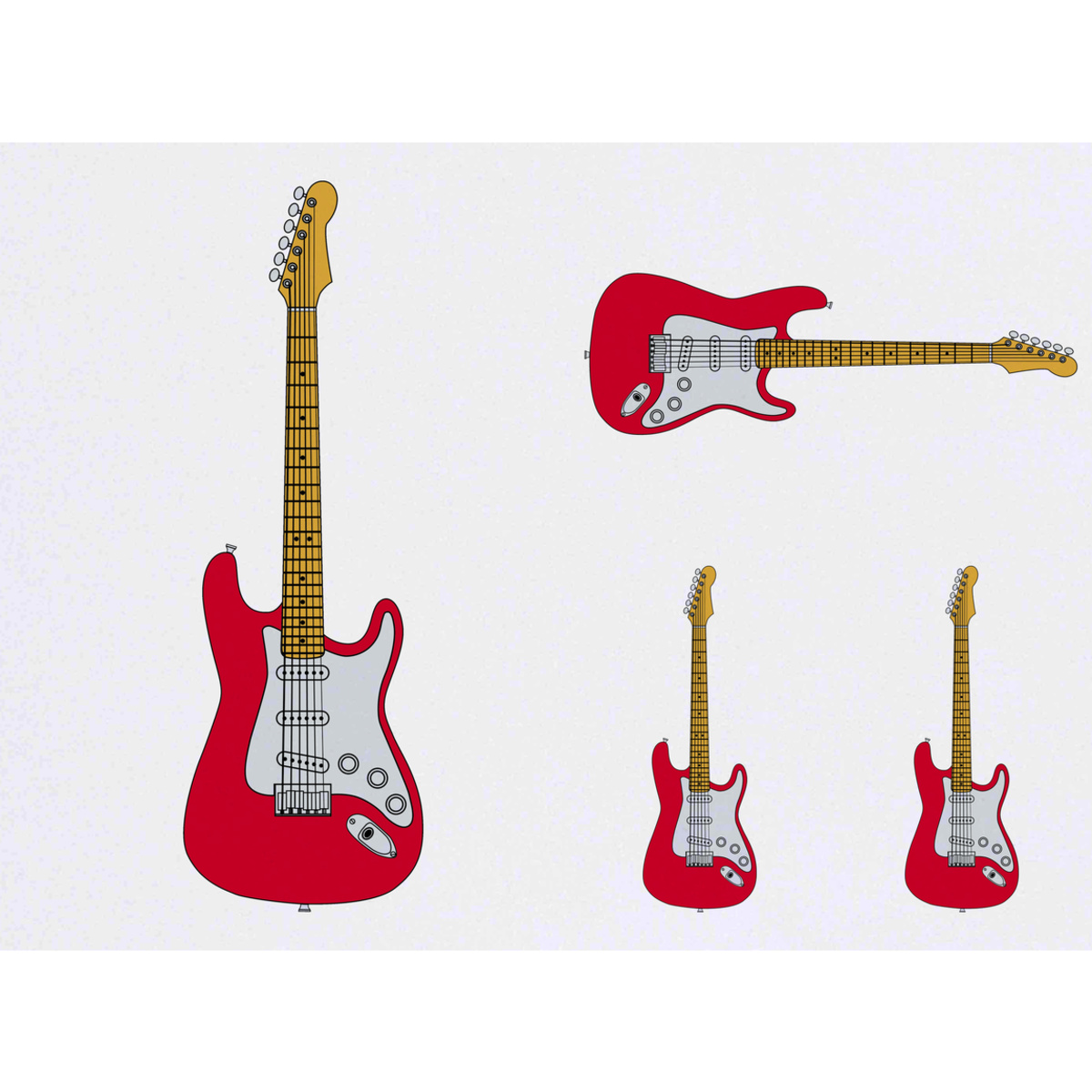'Red Electric Guitar' Temporary Tattoos -  Water Resistant, Skin-Safe, Non-Toxic Transfers (TO027274)