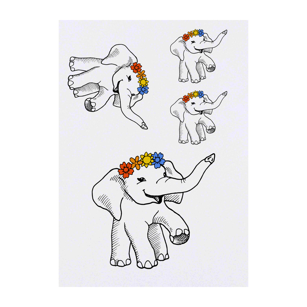 'Little Elephant ' Temporary Tattoos - Water Resistant, Skin-Safe, Non-Toxic Transfers (TO027562)
