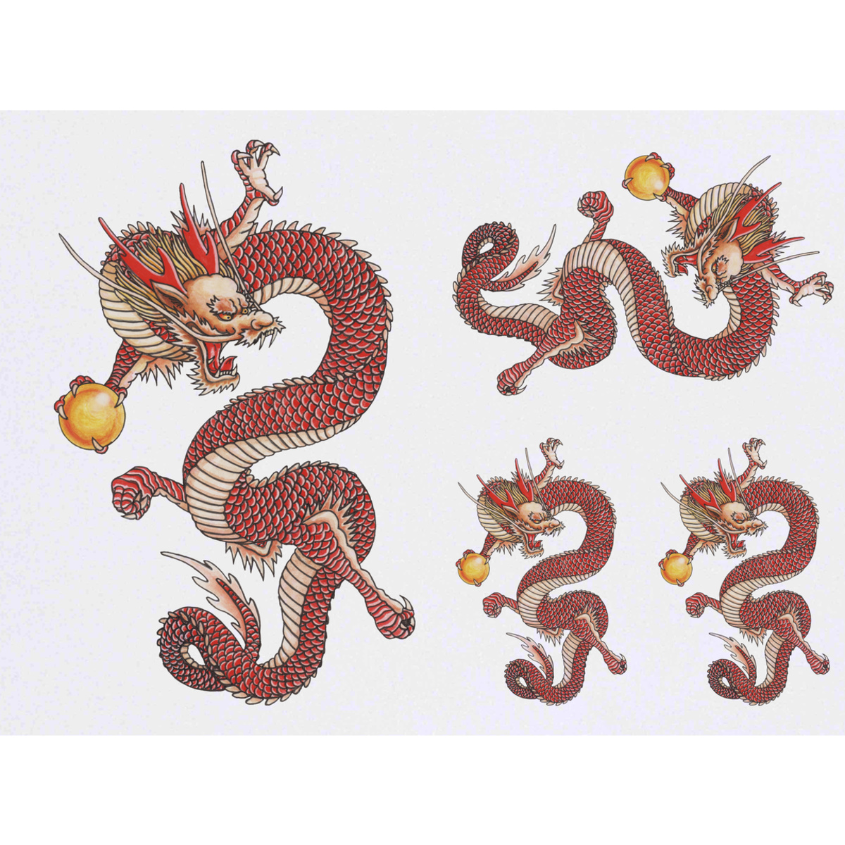 'Oriental Dragon' Temporary Tattoos -  Water Resistant, Skin-Safe, Non-Toxic Transfers (TO027570)