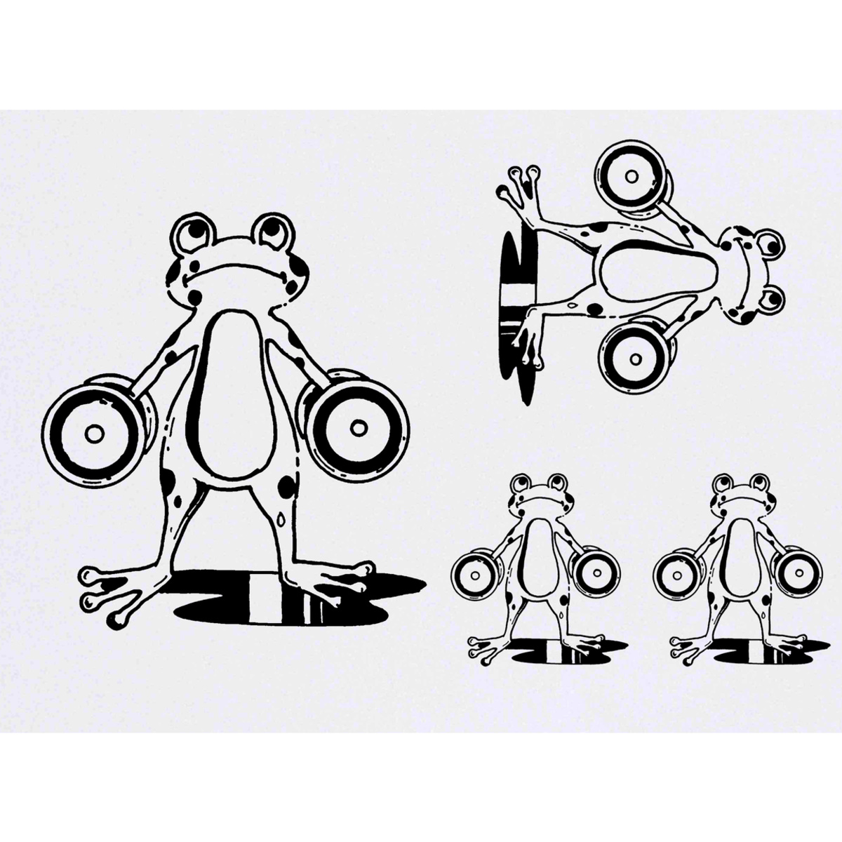 4 x 'Weightlifting Frog' Temporary Tattoos -  Water Resistant, Skin-Safe, Non-Toxic Transfers, Mixed Sizes (TO00037519)