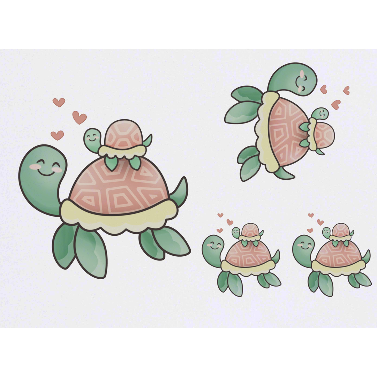 'Turtle Mother & Baby' Temporary Tattoos -  Water Resistant, Skin-Safe, Non-Toxic Transfers (TO028854)