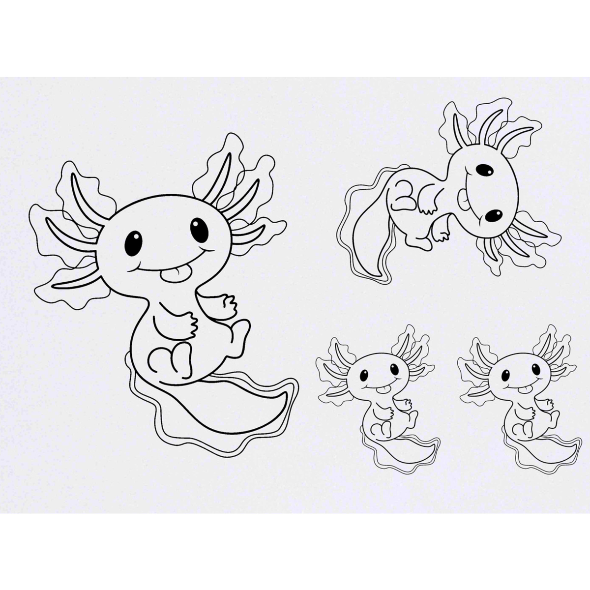 Azeeda 4 Temporäre Axolotl-Tattoos – Wasserfest, Hautfreundlich, In Verschiedenen Größen, Leicht Zu Entfernen
