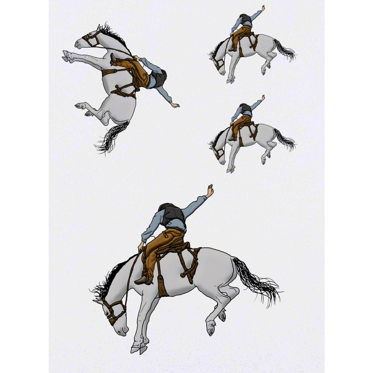 'Rodeo Cowboy & Horse' Temporary Tattoos -  Water Resistant, Skin-Safe, Non-Toxic Transfers (TO029375)