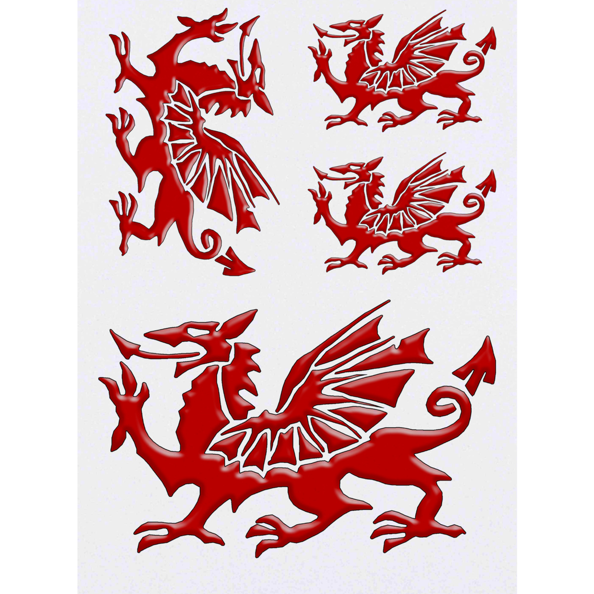 'Welsh Dragon' Temporary Tattoos - Stylised Welsh Beast Glossy Graphic - Water Resistant, Skin-Safe, Non-Toxic Transfers (TO029489)