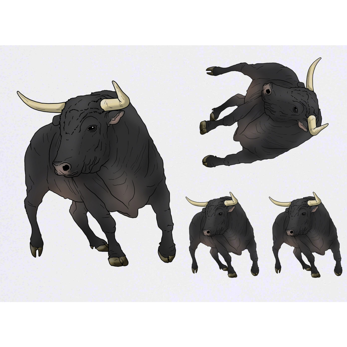 'Charging Bull' Temporary Tattoos -  Water Resistant, Skin-Safe, Non-Toxic Transfers (TO029504)