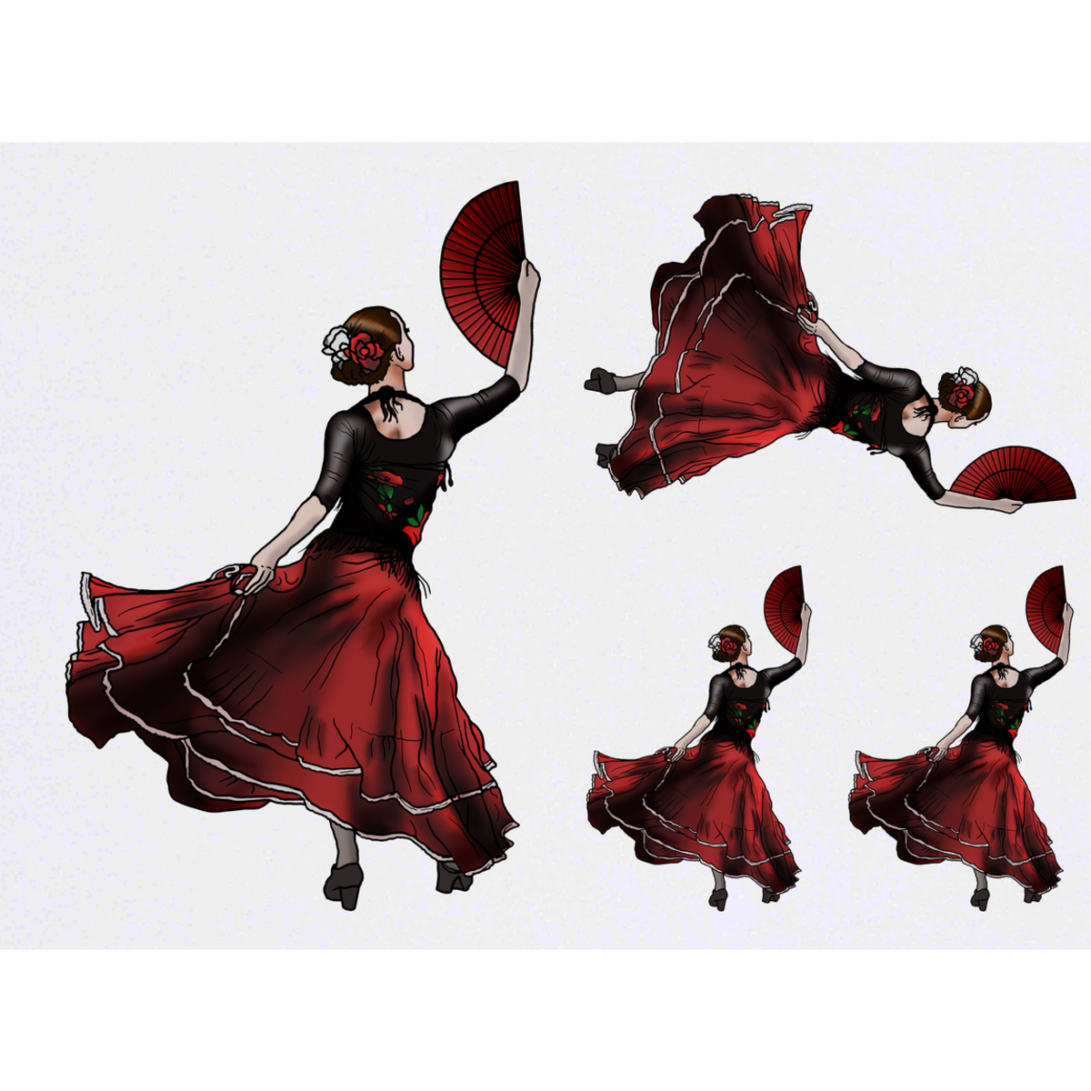 'Flamenco Dancer' Temporary Tattoos -  Water Resistant, Skin-Safe, Non-Toxic Transfers (TO029734)