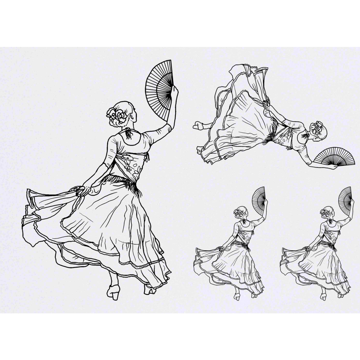 'Flamenco Dancer' Temporary Tattoos -  Water Resistant, Skin-Safe, Non-Toxic Transfers (TO029735)