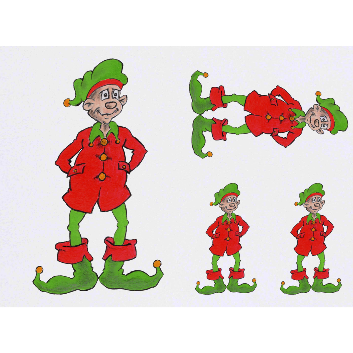 4 x 'Christmas Elf' Temporary Tattoos -  Water Resistant, Skin-Safe, Non-Toxic Transfers, Mixed Sizes (TO00043671)