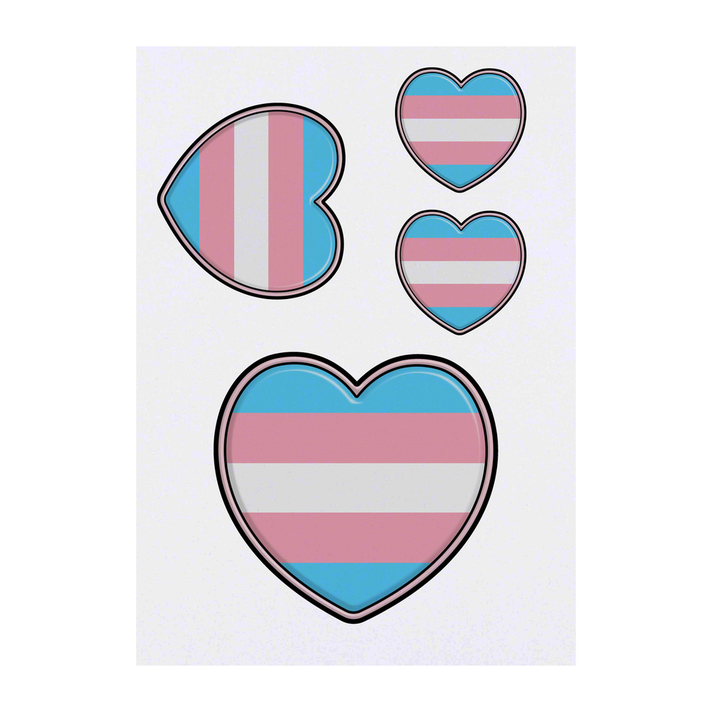 'Transgender Pride Heart' Temporary Tattoos - Water Resistant, Skin-Safe, Non-Toxic Transfers (TO030869)