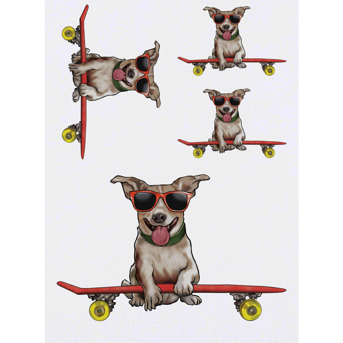 'Cool Skateboard Dog' Temporary Tattoos -  Water Resistant, Skin-Safe, Non-Toxic Transfers (TO031164)